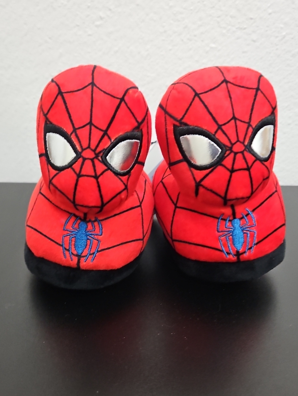Spiderman Red and Black Plush Kids Slippers